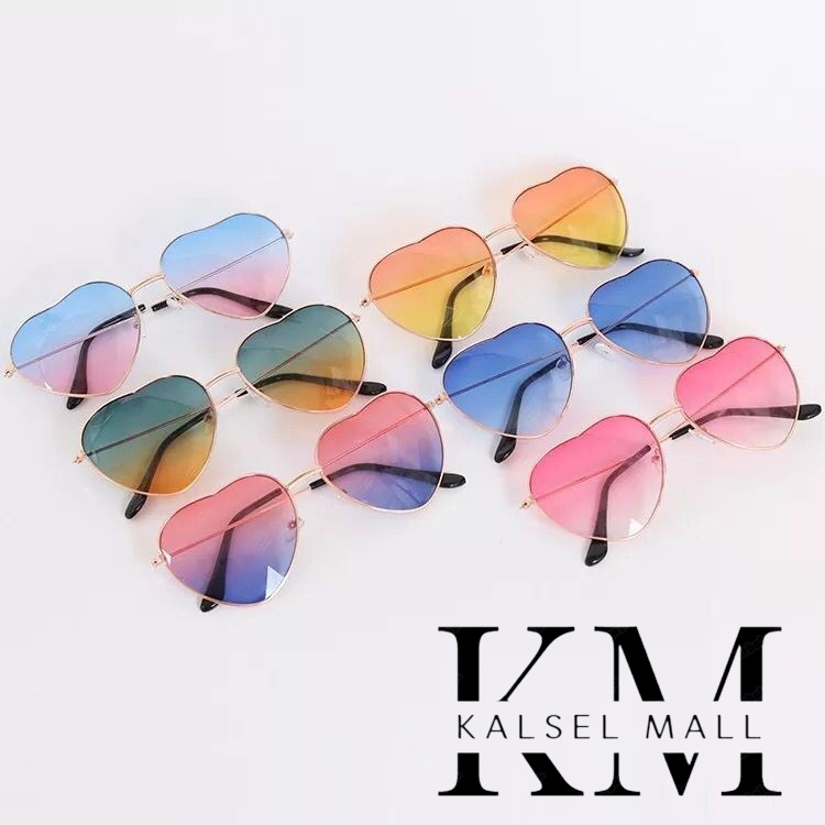 Kacamata Wanita Bentuk Love Hati Amor Fashion Korean Style Sunglasses Kaca Mata Hitam Warna Warni Anti Silau Sinar UV Matahari Kcamata Artis Selebgram Viral Tiktok Antiradiasi Polarised Cewek Perempuan KCH28