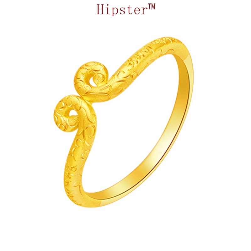 New Korean Style Personality Affordable Luxury Temperament Golden Open-End Ring