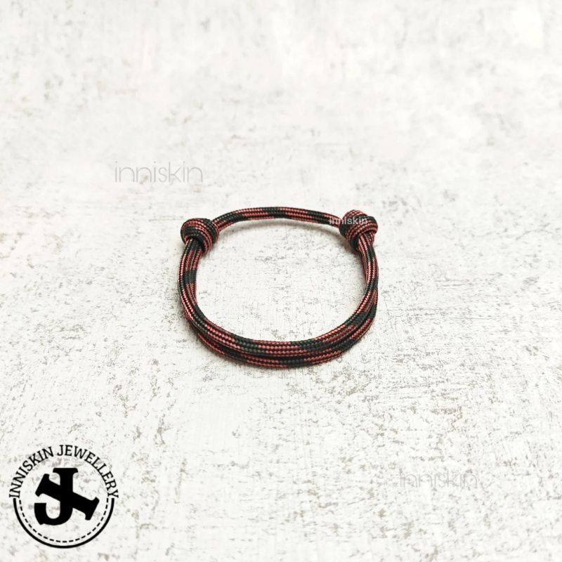 Gelang Paracord Dark Red&amp;Black / Gelang Paracord Mix Warna 4mm / Gelang Paracord 4mm / Gelang Paracord Polod