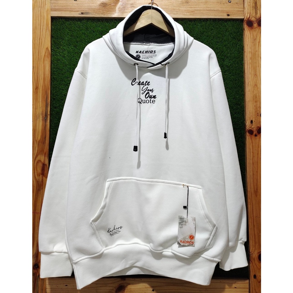 Sweater Hoodie Putih Pria Switer Cowok Kachios Hoodie Simple Terbaru Jaket Sablon Jepang Hudi Bigsize M L XL XXL
