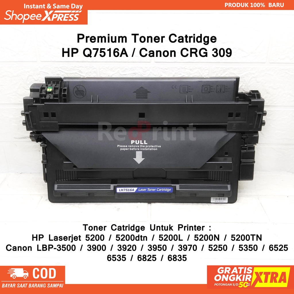 Toner Catridge Premium untuk printer HP LaserJet 5200 dan Toner Canon LBP3500, 16A Q7516A/CRG 309