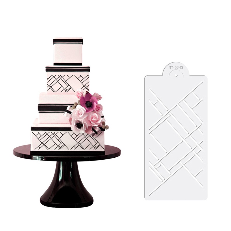 Cetakan Stensil Motif Garis Gaya Retro Untuk Dekorasi Kue