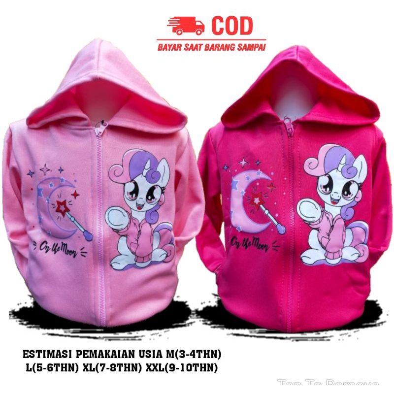 Jaket Hoodie Anak Perempuan Cewek Jaket Anak Perempuan Karakter Cantik Lucu KUDA PONY Usia Umur Paud