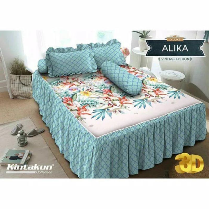 KINTAKUN SPREI ALIKA RUMBAI No.1 KING 180 SEPRAI PALEM LEAF MOTIF WAJIK SEMANGGI FLOWER