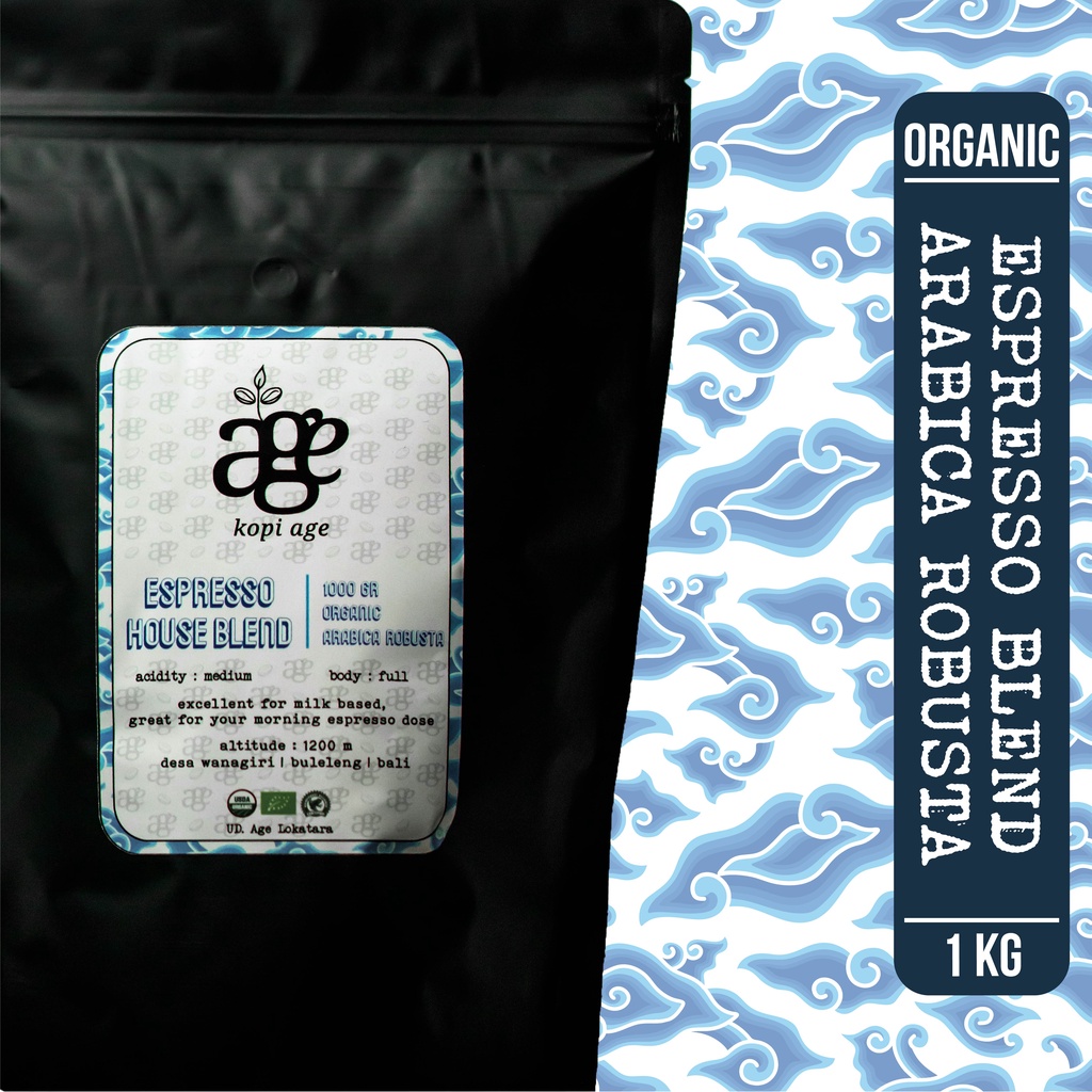 

Kopi Espresso House Blend Organic Bali Wanagiri 1KG (Biji/Bubuk) Kopi Age - Mix Arabika Robusta