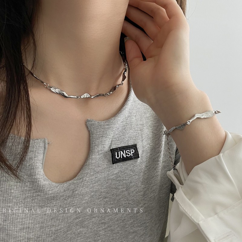 Short Silver Chain Necklace Accessories Simple Clavicle Chain Personality Harajuku