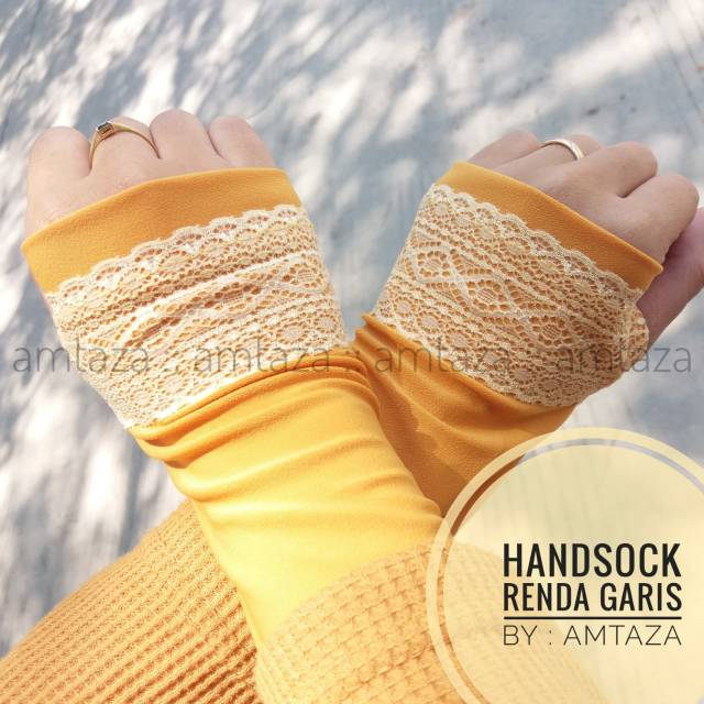 [BISA COD] Handsock Jempol Renda Garis Premium by Amtaza | handsock jempol renda amtaza | manset jempol renda amtaza