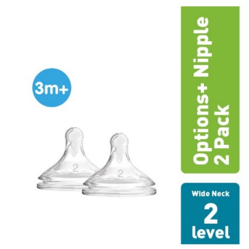 Dr.Brown's Level 2 Silicone Wide Neck Option+ Nipple Isi 2 pack/Dot