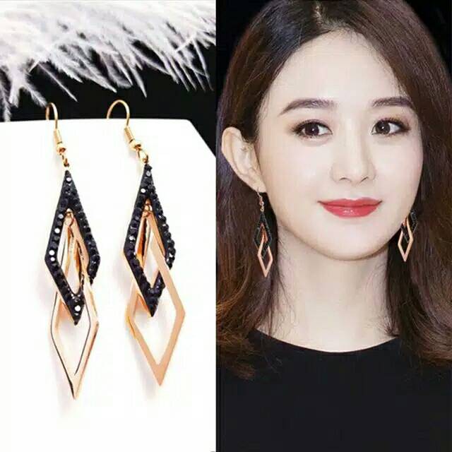 GG Anting Tusuk Fashion Wanita Korea Titanium Lapis Emas 18k#AT-102