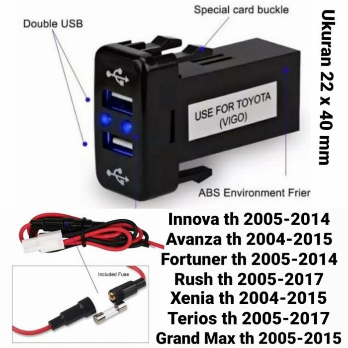 Charger Usb 2 Port + Led Mobil Toyota / Car Charger Usb / Usb Splitter