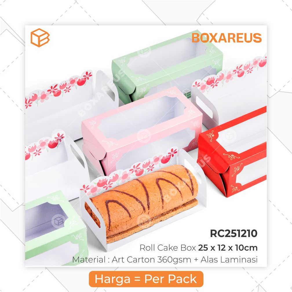 Box Roll Cake Dus Bolu Gulung Kemasan Kue Lapis Spiku 25x12x10 | RC251210 (10pc)