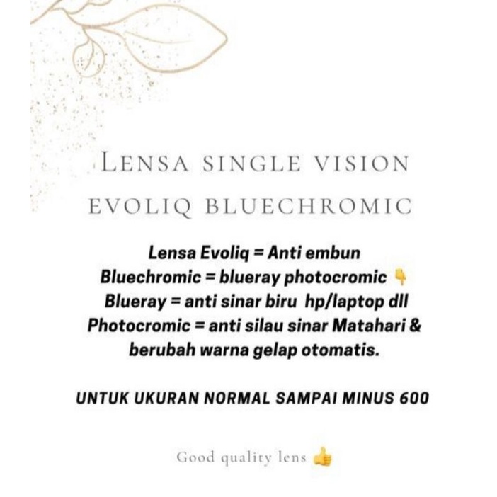 LENSA EVOLIQ BLUERAY PHOTOCROMIC LENSA ANTI EMBUN KWALITAS BAGUS