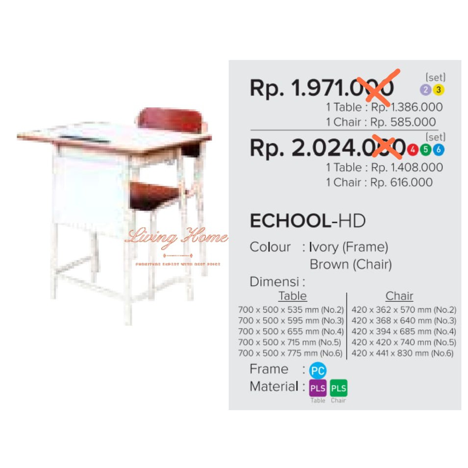 Kursi Lipat Chitose Echool HD School Table Chair Bangku Susun Meja Belajar Sekolah Seminar Kuliah