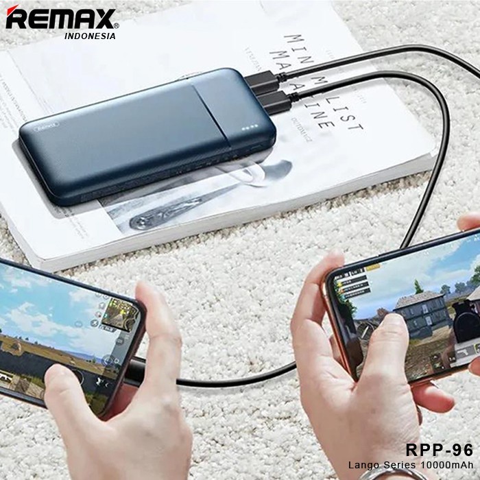 Remax RPP-96 Lango Series 10000mAh Power Bank Dual USB Output Slim PB - Hitam