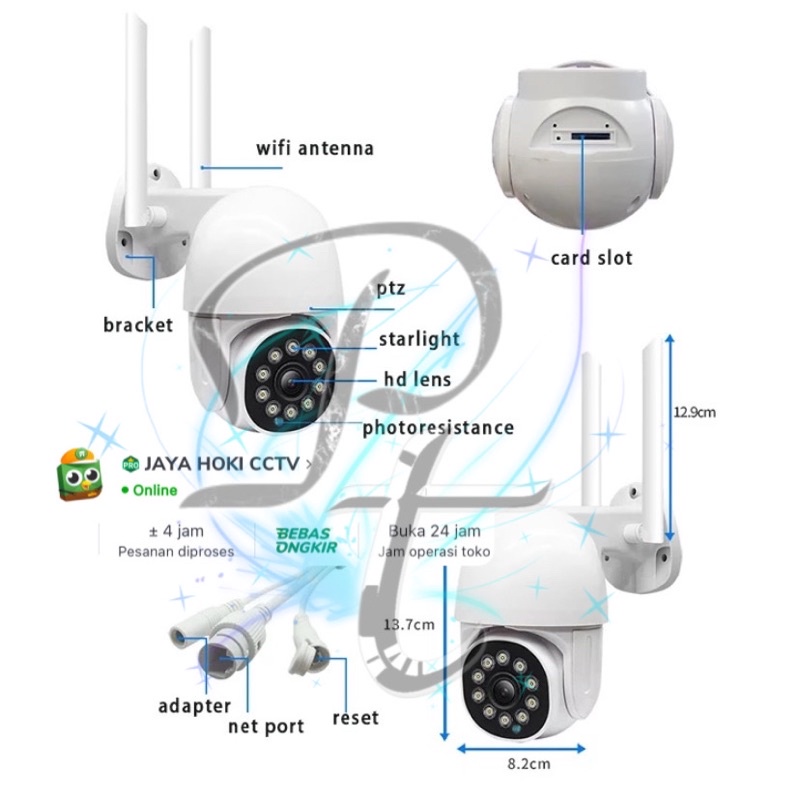 IP Cctv Camera Ptz Wireles Wifi Malam Berwarna 8MP