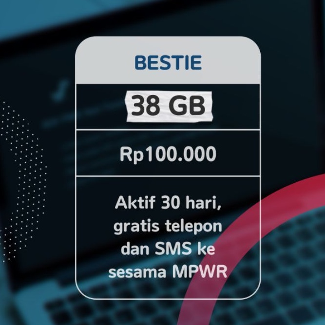 38 GB Kartu Perdana MPWR Bestie Indosat Ooredoo 38 GB 30 hari