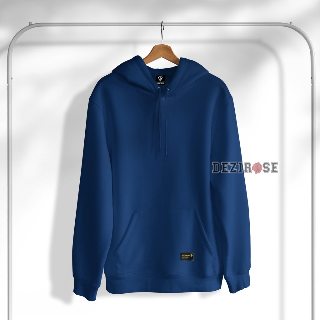 Sweater Hoodie Polos Pria Wanita Bahan Fleece Tebal Premium Quality Size M-XL-Navy