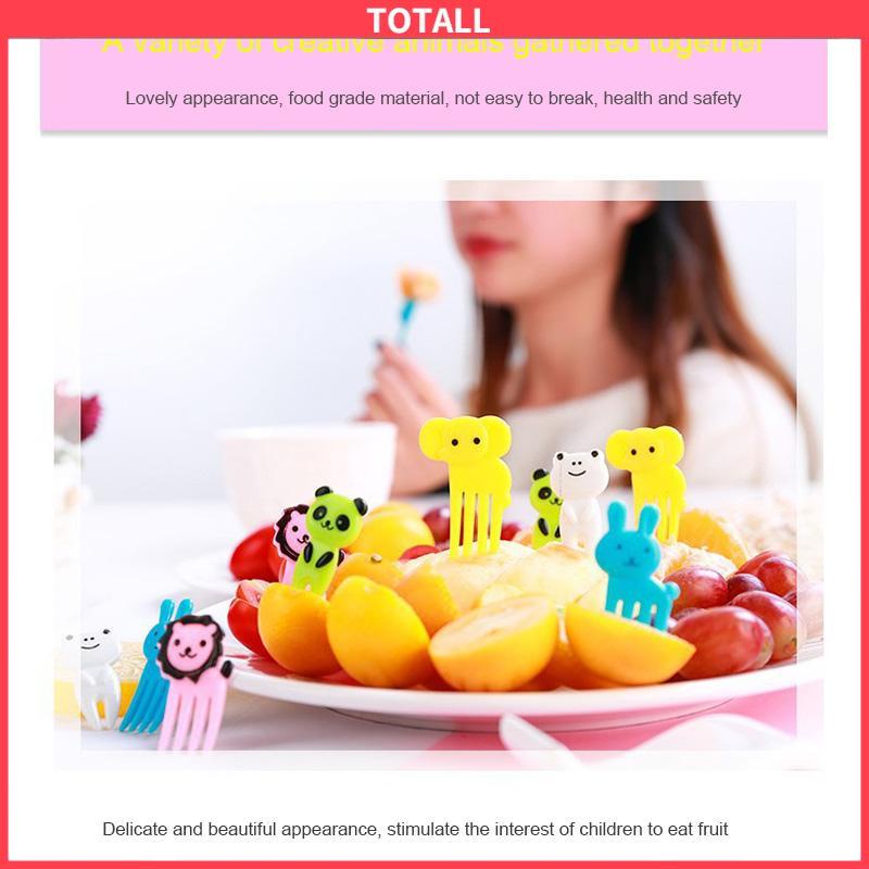 COD 10 pcs Hewan Buah Garpu Mini Kartun Anak Snack Kue Makanan Penutup Makanan Buah Pick Tusuk Gigi-Totall