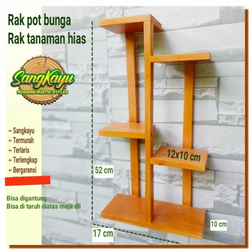 Vas bunga succulent rack rak pot kaktus pot kayu rak tanaman hias