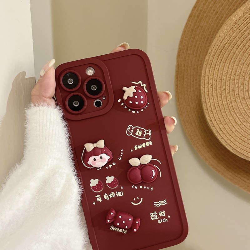 Lovely！Red Candy Girl Soft Case OPPO A53 A33 A31 A9 A5 2020 A3S Realme C1 A52 A92 F11 Reno 5 6 A7 A5S A12 A11K A15 A15S A35 Casing VIVO V15 V20 Pro Y20 Y20S Y20i Y12S Y50 Y30 Y30i Y11 Y12 Y15 Y17 Y12i Y19 S1 V9 Y93 Y91C Xiaomi Redmi Note 7 8 Pro iP iPhone