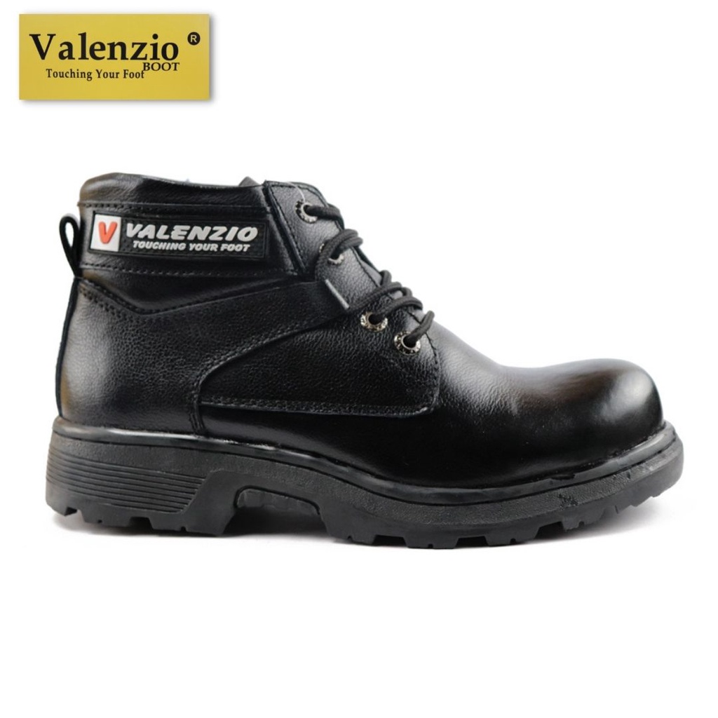 Sepatu Pria Safety Boots Safety Shoes Touring Traking Ujung Besi Kerja Proyek Lapangan Valenzio RH146 Hitam