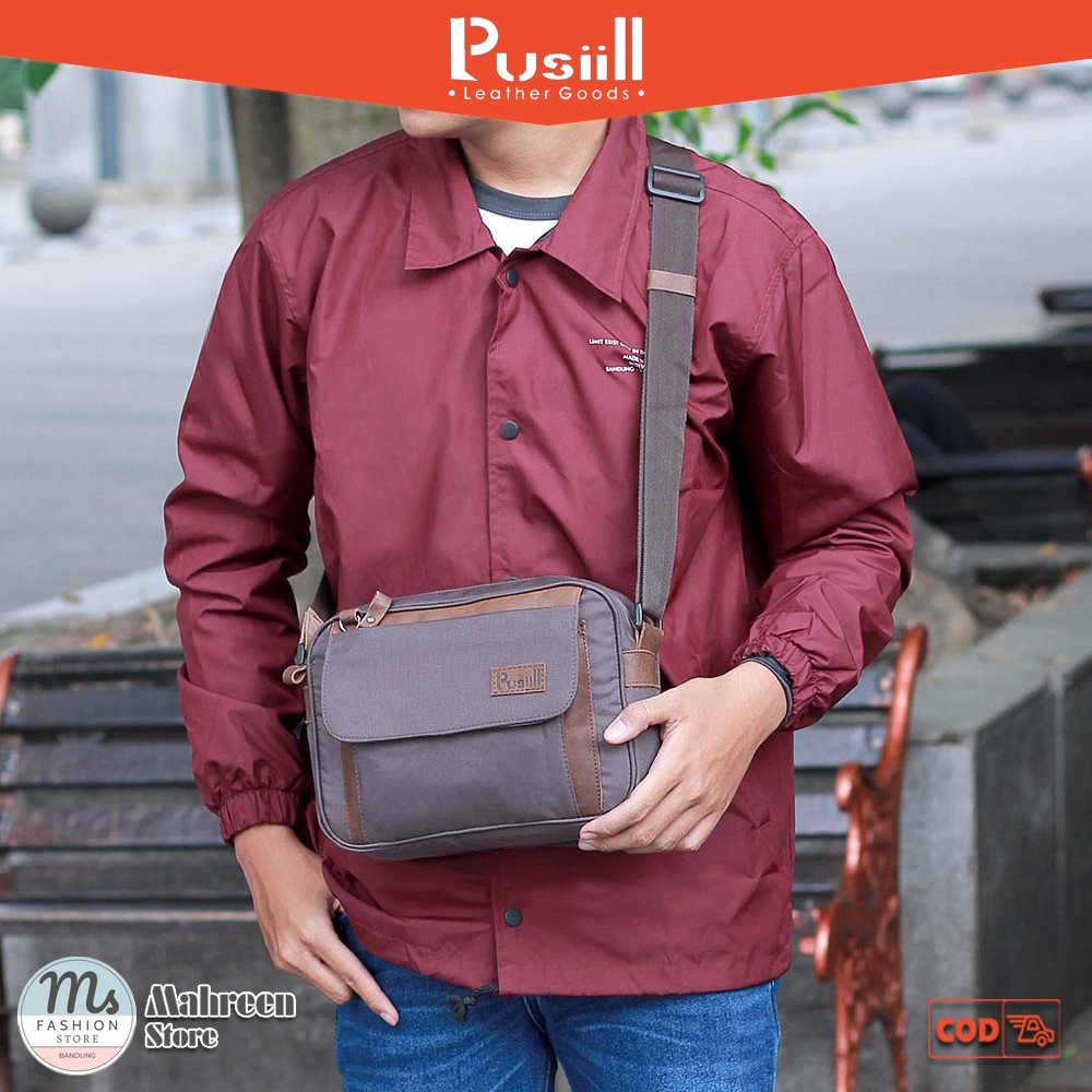 Tas Sling Bag Tas Selempang Pria Premium Komb. Kulit Original Pusiill | XM 039