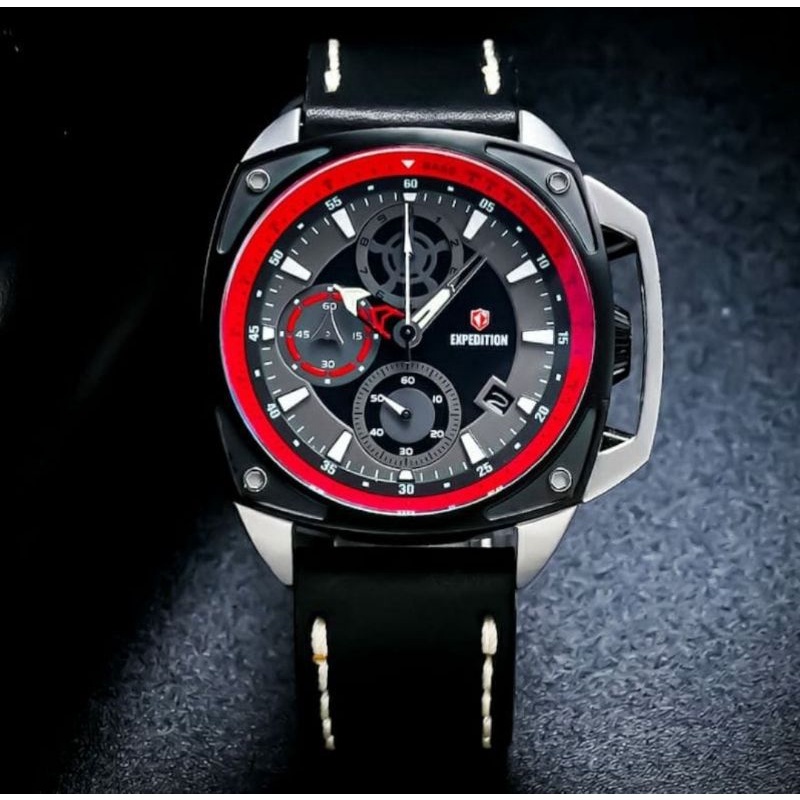 JAM TANGAN PRIA KULIT EXPEDITION EXP 6646 / E6646 ORIGINAL