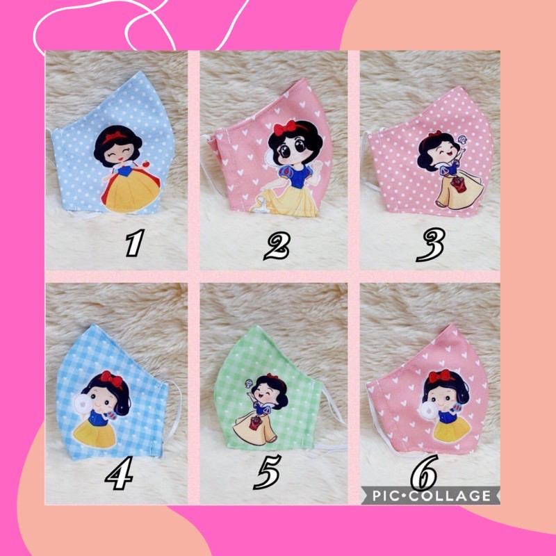 Masker nonmedis kain hijab nonhijab karakter princess putri salju snow white murah lucu