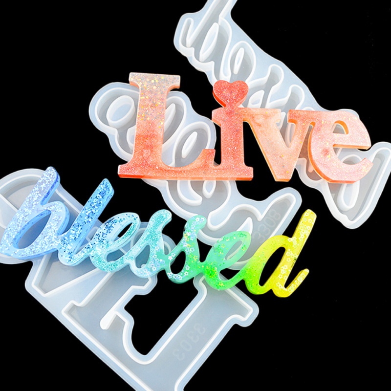 SIY  DIY Hello Blessed Live Letter Resin Casting Molds English Letters Love Pendant Silicone Jewelry Resin Mold Craft Tools