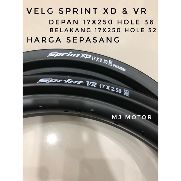 SEPASANG VELG SPRINT XD & VR DEPAN 17x250 HOLE 36 BELAKANG 17x250 HOLE 32 UNTUK MOTOR CRF TROMOL ORI