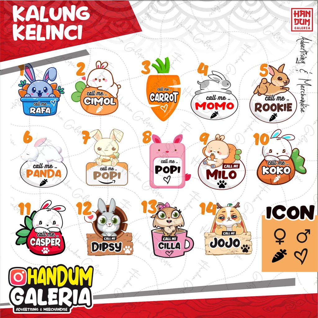 KALUNG KELINCI NAMA AKRILIK 2 SISI CUSTOM  LIONTIN BANDUL KUCING AKSESORIS TERMURAH PAKAN RABBIT