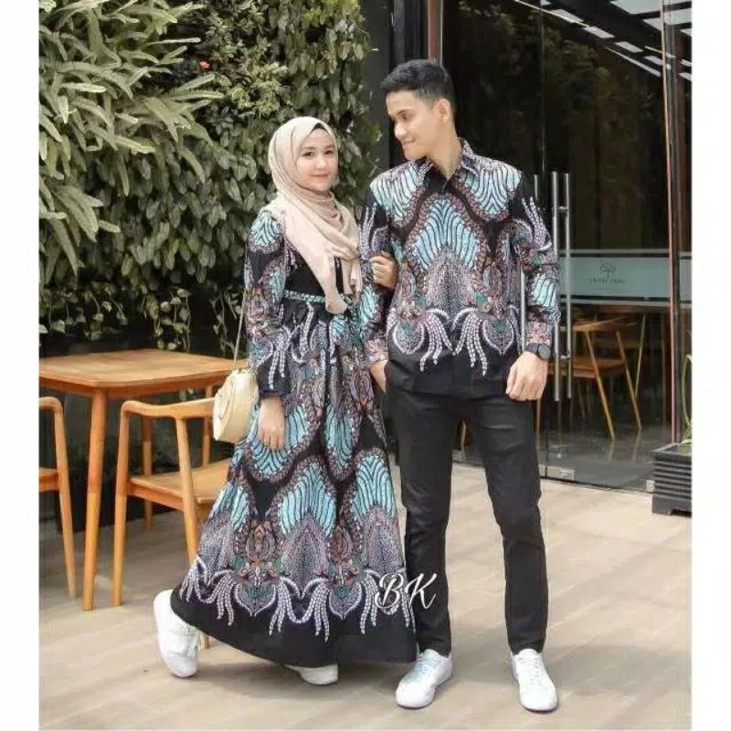 BAJU BATIK COUPLE ANAK MUDA MODERN STYLISH BATIK SARIMBIT MODEL GAMIS KEMEJA PANJANG MURAH