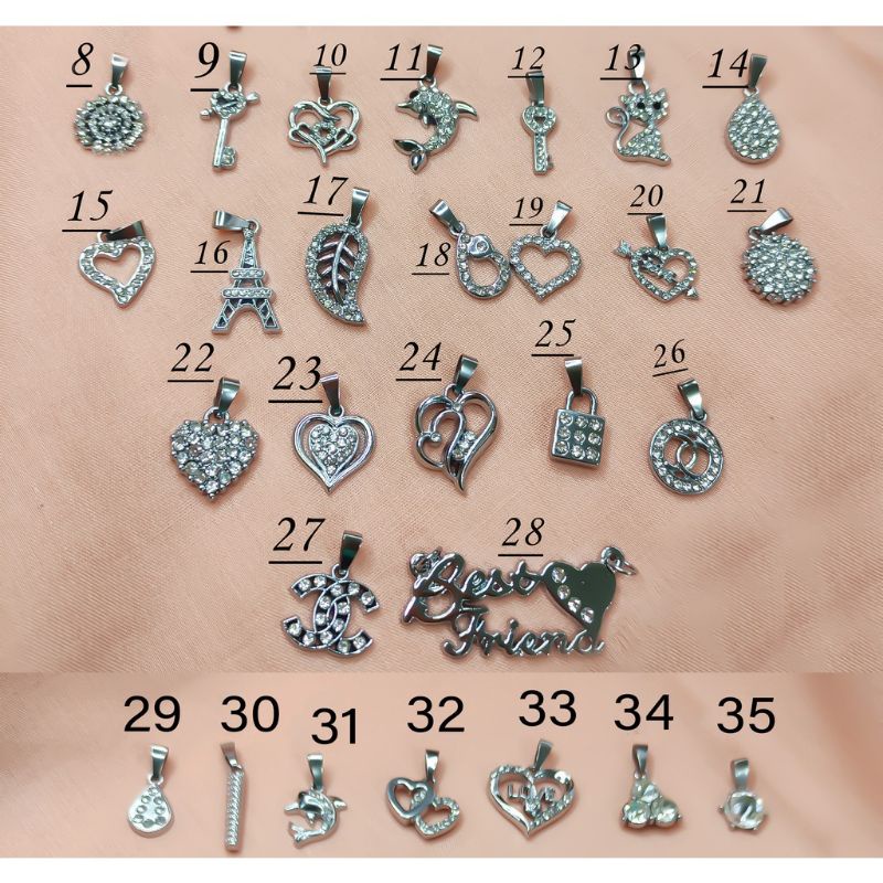 KALUNG WANITA FREE LIONTIN CHARMS BERKILAU - TITANIUM