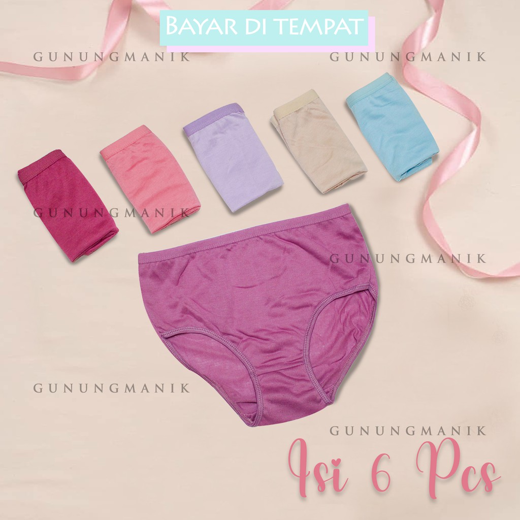 PAKET ISI 6 PCS celana dalam wanita polos murah bahan import ukuran dewasa size M.L.XL.XXL