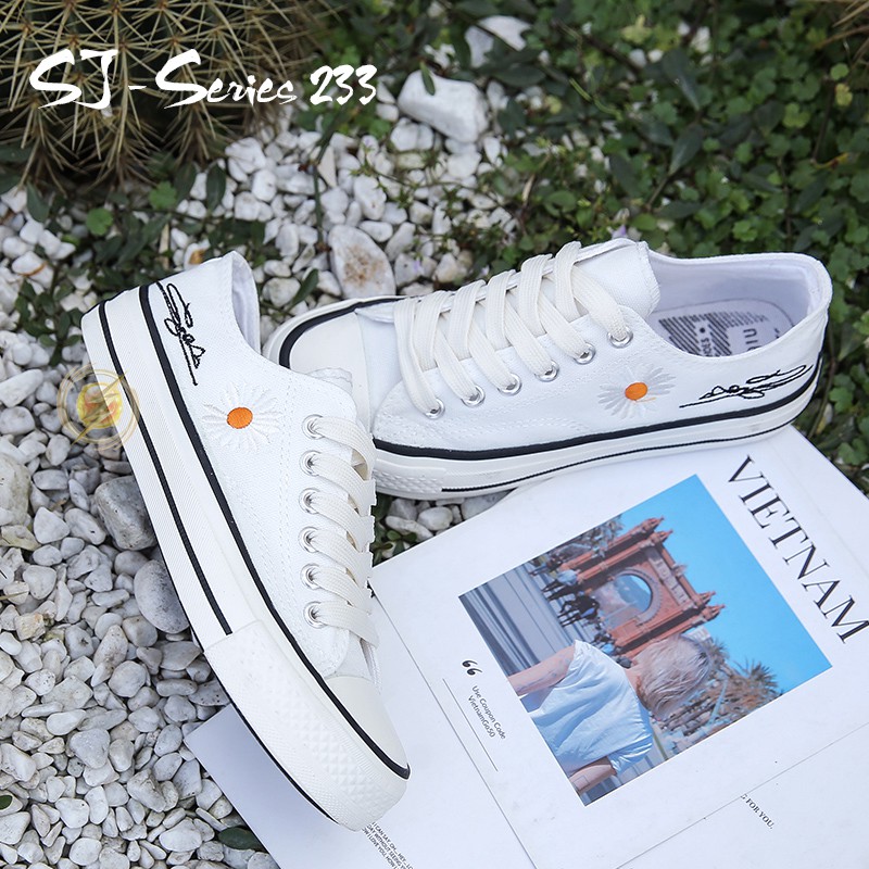 [Jwalk] Sepatu Sneakers Wanita Casual Motif Daisy ala Korea Import Kualitas Super Premium - 233