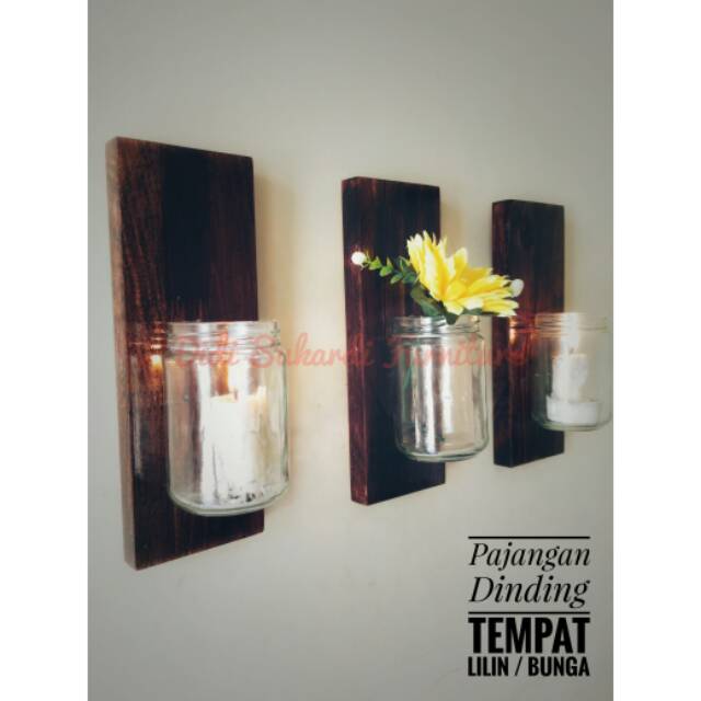 Hiasan dinding tempat lilin / tempat bunga