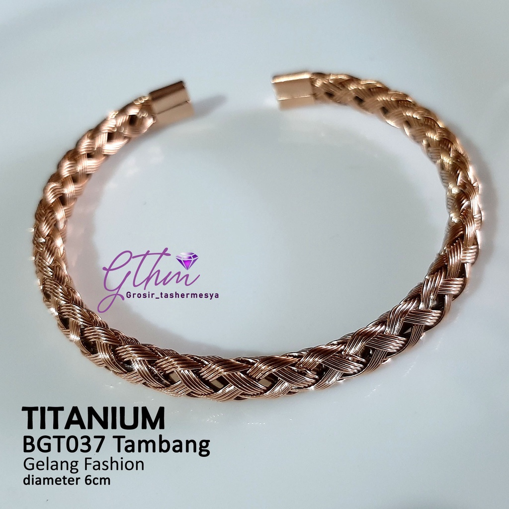 Gelang Tambang Wanita Titanium Gold Rosegold Perhiasan Import Premium Anti Karat Anti Luntur BGT037 Gthm