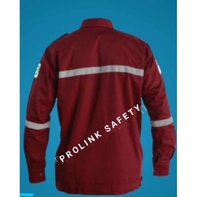BAJU SAFETY SERAGAM PROYEK MERAH MAROON MARON