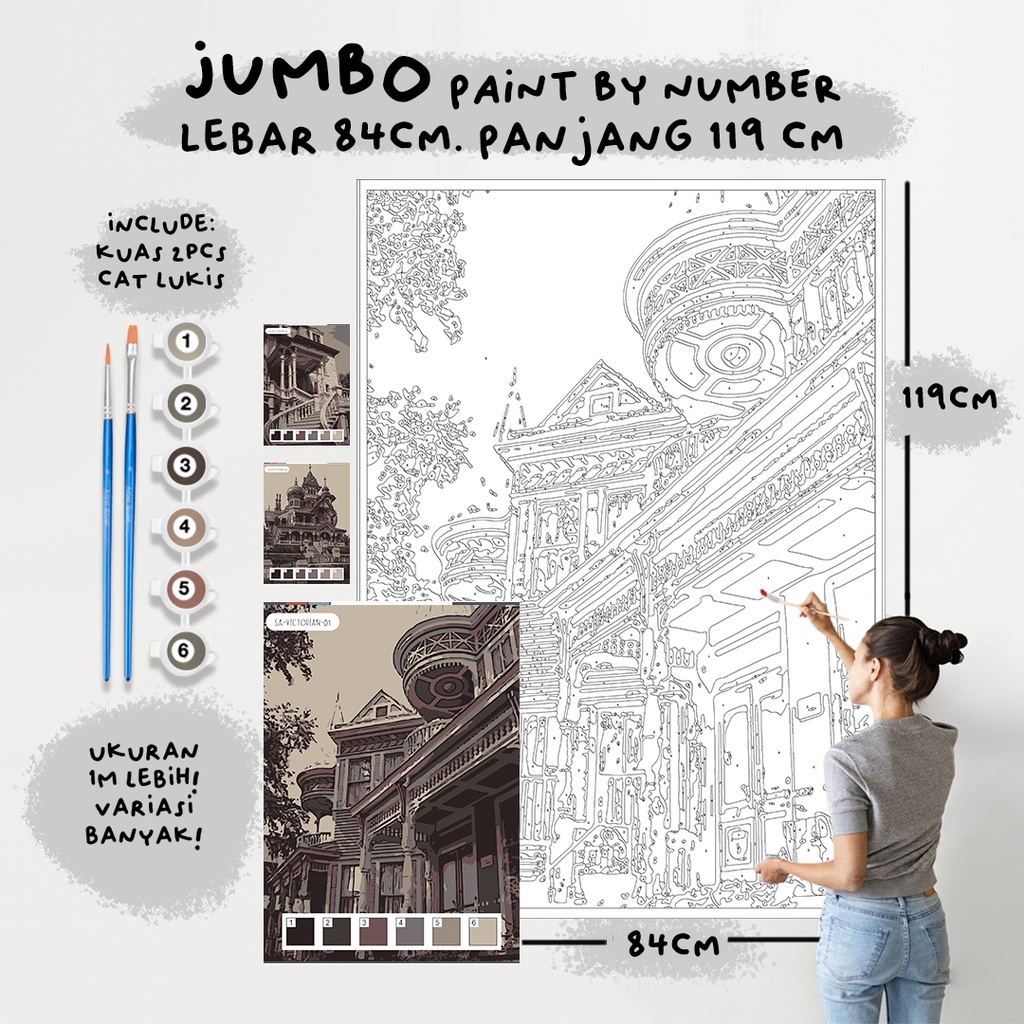 

JUMBO Paint By Number Kit, VICTORIAN VERSE 1 paint by number besar a0