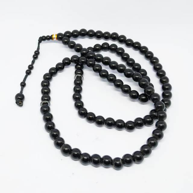 Tasbih Batu Akik Black Onyx Satam Hitam Asli