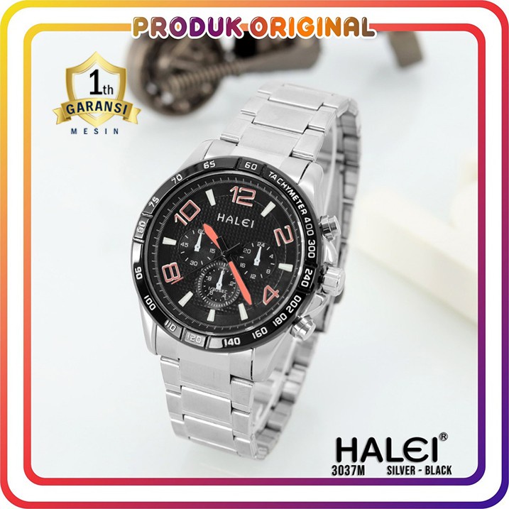 COD (COD) JAM TANGAN PRIA HALEI ORIGINAL 3037 RANTAI SPORT WATER RESISTANT STAINLESS STEEL JAM MURAH