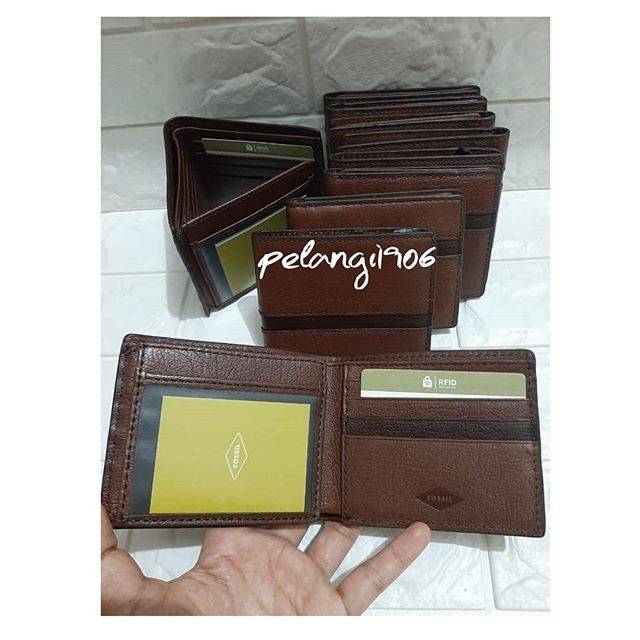 Dompet fossil cowok Easton RFID Traveller Brown Multi