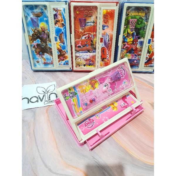 kotak pensil ada GAME PINBALL + DUDUKAN BUKU untuk MEMBACA/PENSIL CASE PLASTIK-5