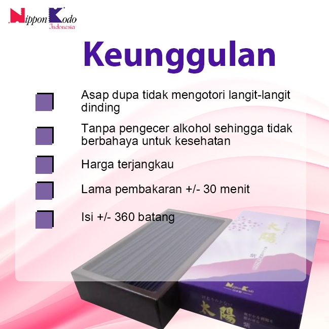 Dupa Jepang Wangi Aromaterapi Nippon Kodo Taiyou Violet