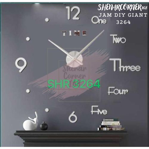 SHENAR JAM DINDING DIY BESAR ANGKA HURUF 3D / JAM RAKSASA TEMPEL TEMBOK GIANT WALL CLOCK, SHENARCORNER168