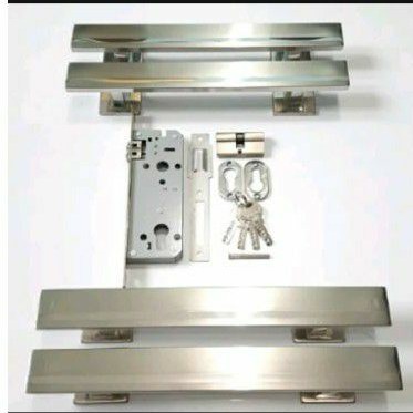 1set 4pcs Pull Handle Pintu Kotak List 35cm Stainless+ Kunci Pintu Body Pelor Silinder Tarikan Pintu