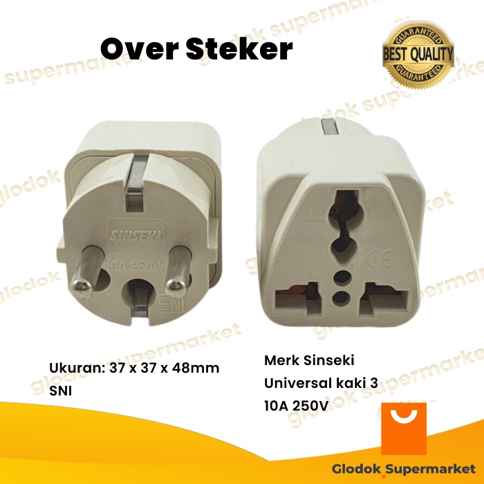 Over Steker Universal Gepeng ke Bulat Colokan Listrik Lubang Kaki 3 Steker sinseki