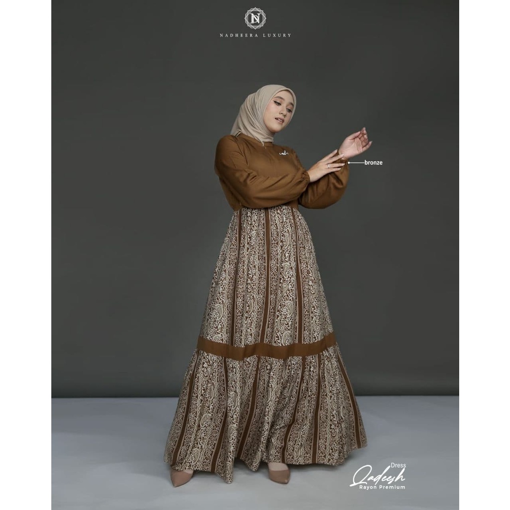 Qadeesh Dress By Nadheera Luxury/Dress Outfit Wanita muslimah/Gamis Rayon Busui Friendly/Dress Kombi