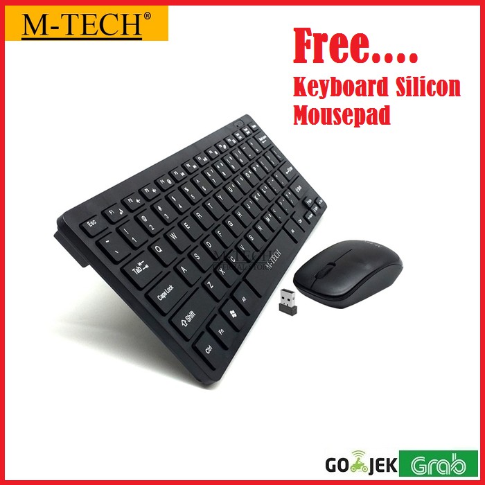 M-Tech STK-03 Wireless Mini Keyboard Mouse -- FREE Silicon - Mousepad