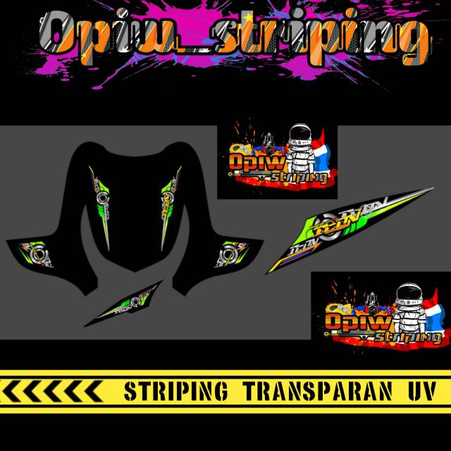 Striping sticker beat karbu model icon list hijau transparan